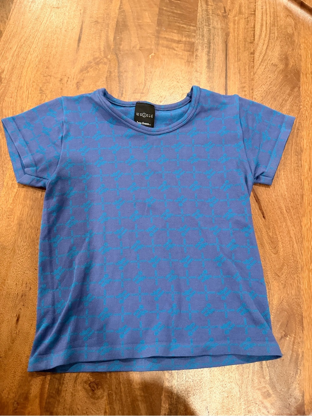 Iets Frans Blue Patterned ribbed baby Tee Size Small